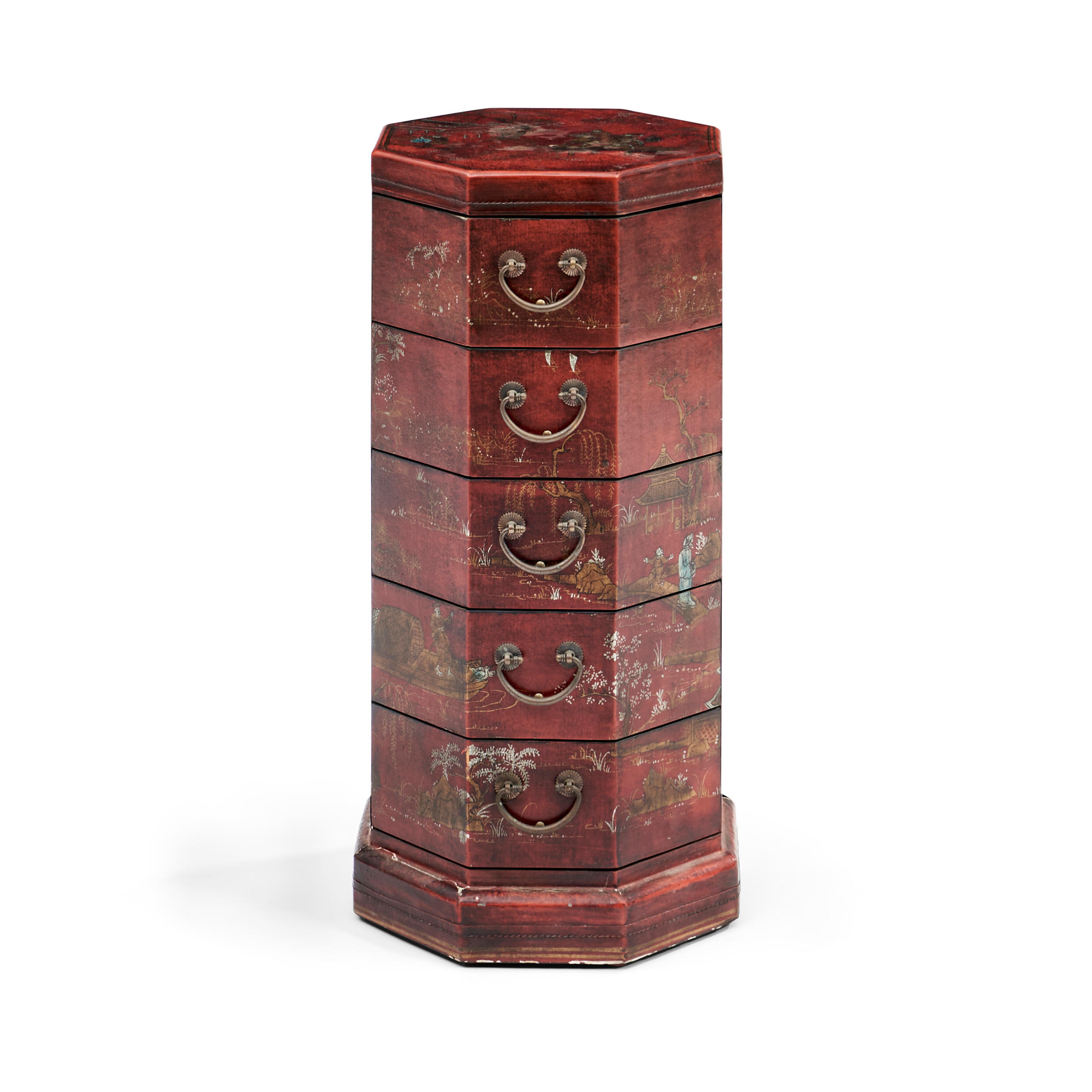 CHINESE RED LACQUERED CHIFFONIER