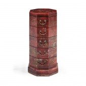 CHINESE RED LACQUERED CHIFFONI