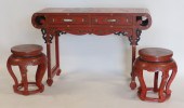 CHINESE RED LACQUERED CONSOLE