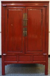 CHINESE RED LACQUERED HARDWOOD