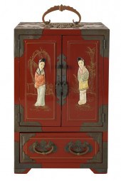 CHINESE RED-LACQUERED JEWELRY