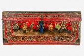 CHINESE RED LACQUERED & PAINTE