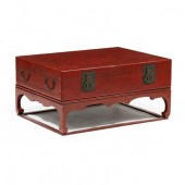 CHINESE RED LACQUERED PIGSKIN