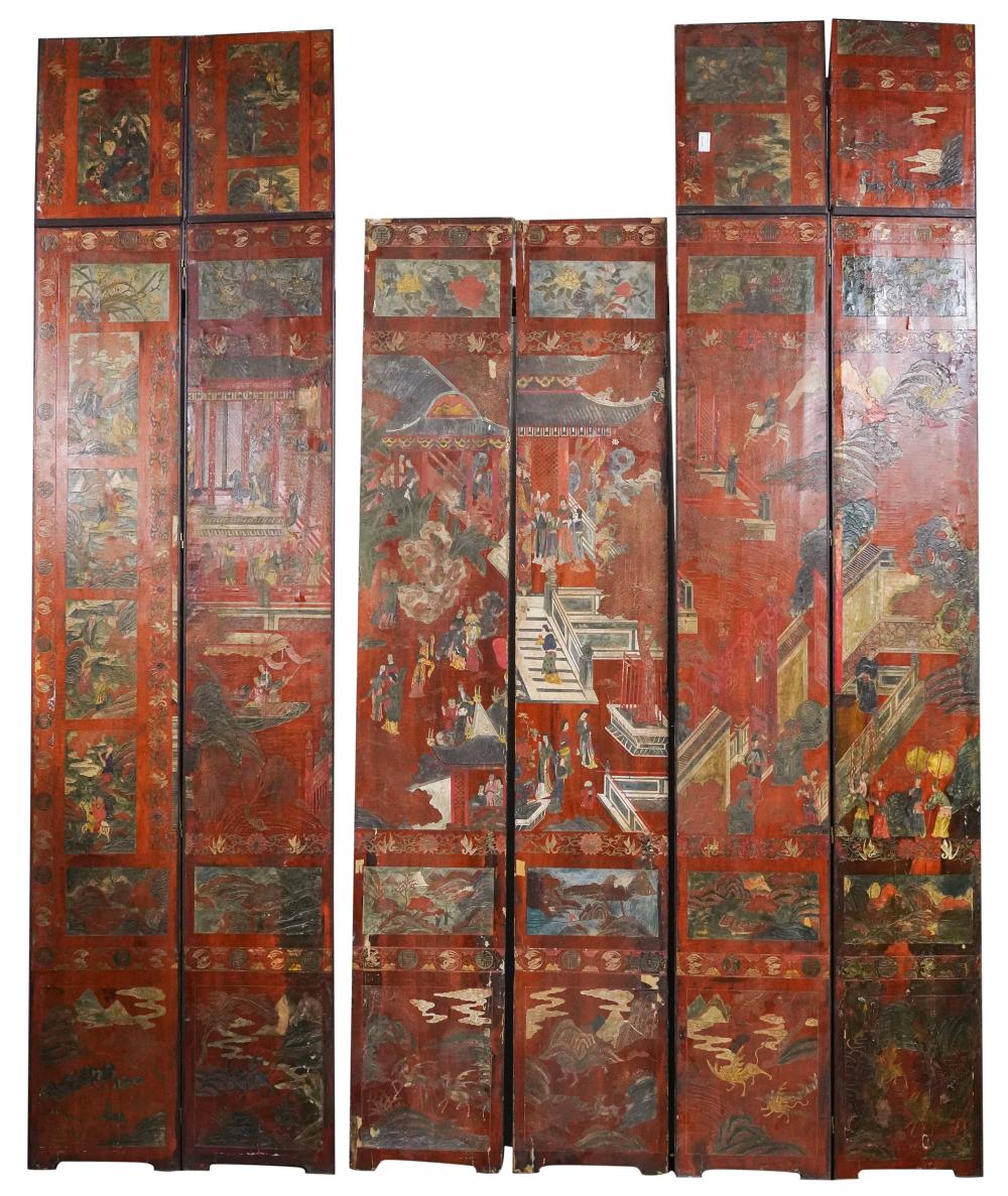 CHINESE RED LACQUERED SIX-PANEL