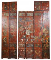 CHINESE RED LACQUERED SIX-PANE