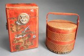 CHINESE RED LACQUERED TWO BOTT
