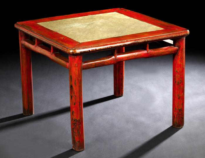 Chinese Red-Lacquered Wood Low
