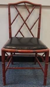 CHINESE RED PAINTED FAUX BAMBO