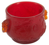 CHINESE RED PEKING GLASS JARDI