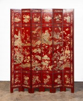 CHINESE RED SIX PANEL COROMAND