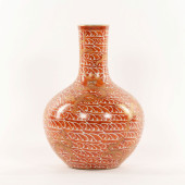 CHINESE RED UNDERGLAZED FLORAL