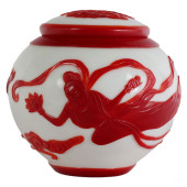 CHINESE RED & WHITE PEKING ART