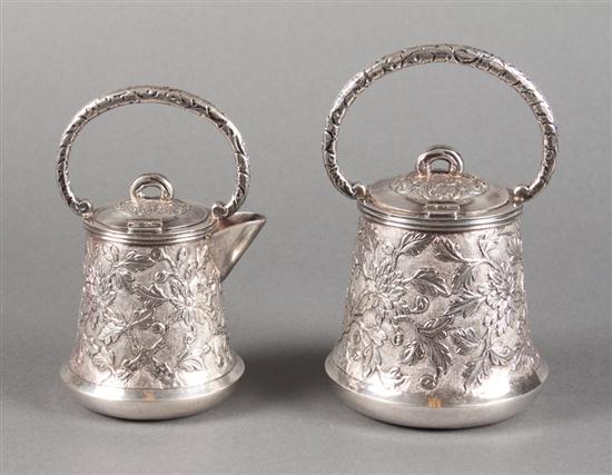 Chinese repousse silver creamer and