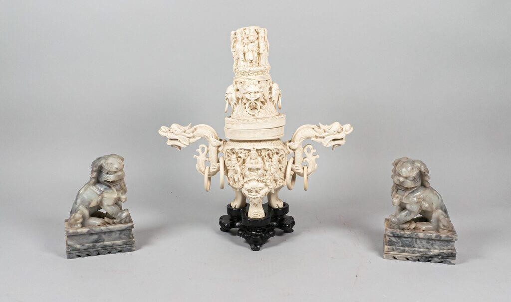 CHINESE RESIN CENSER & 2