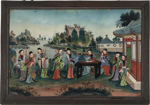 CHINESE REVERSE GLASS FIGURAL