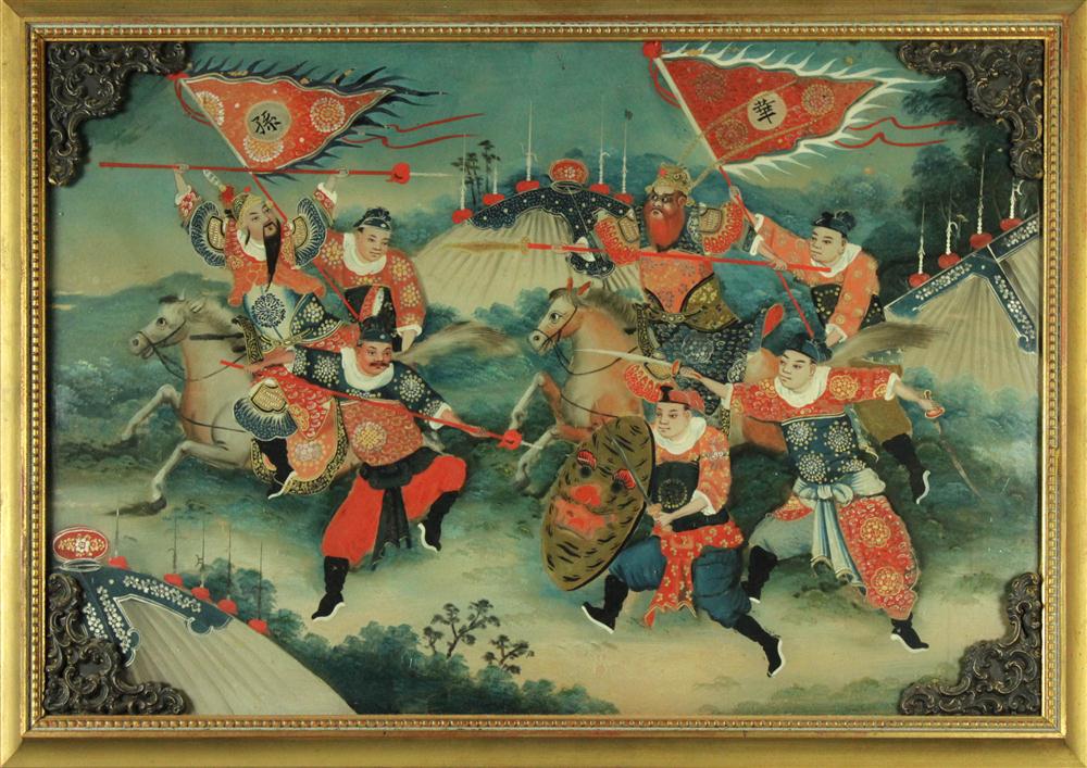 CHINESE REVERSE GLASS PAINTING OF A