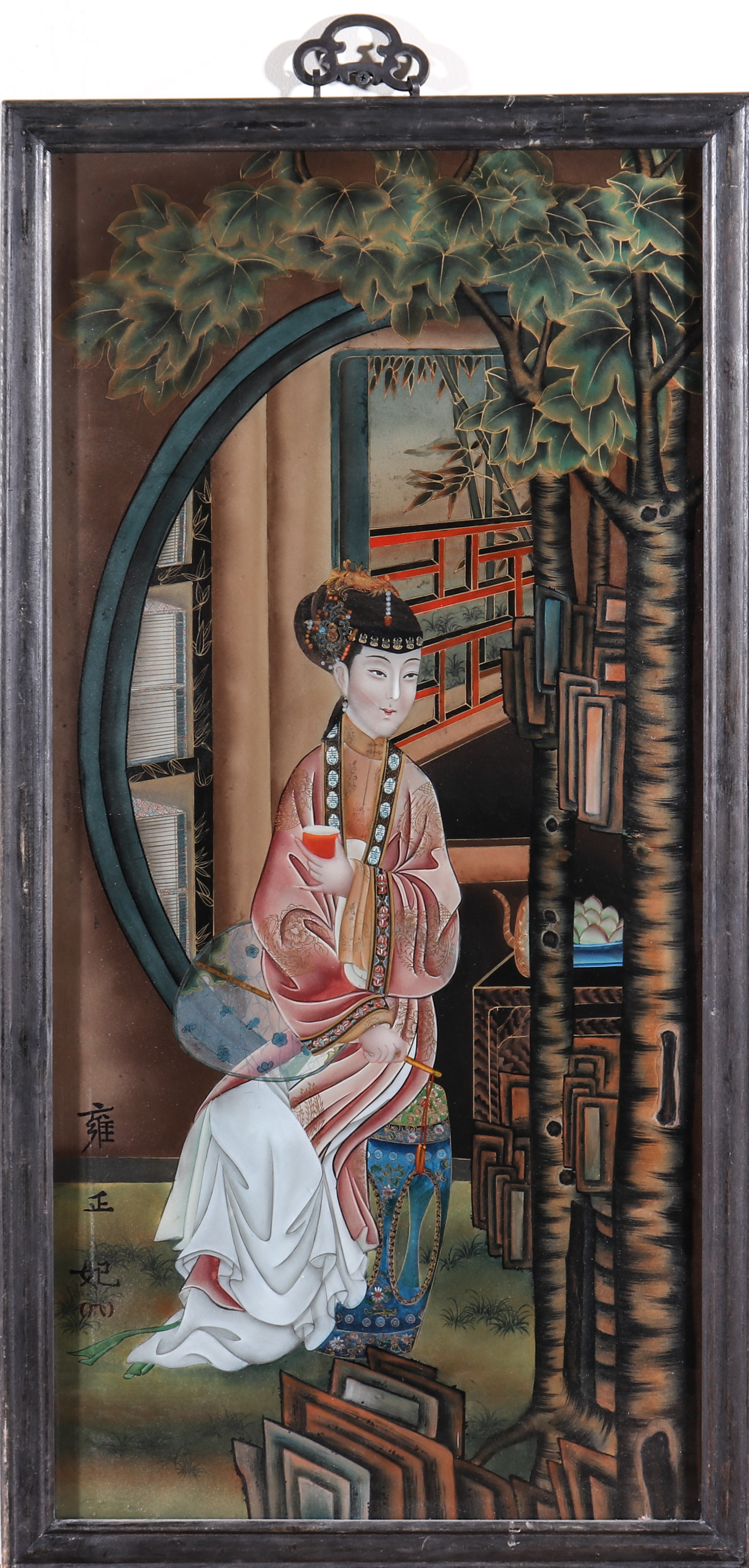 CHINESE REVERSE GLASS PAINTING OF