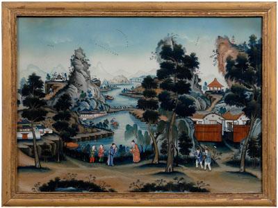 Chinese reverse painting, landscape