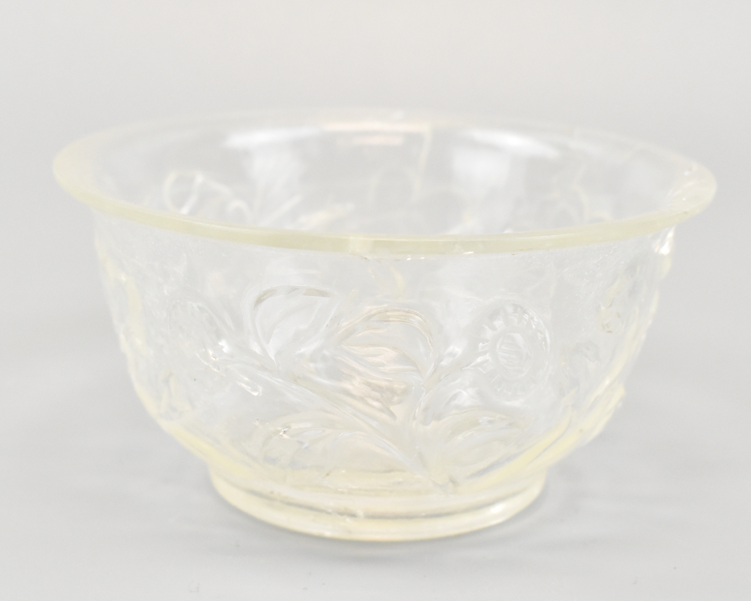 CHINESE ROCK CRYSTAL FLORAL INCISED