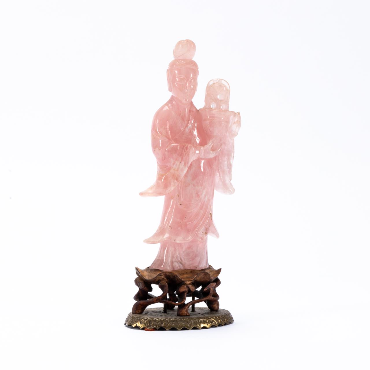 CHINESE ROSE HARDSTONE STANDING