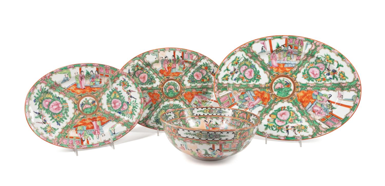 CHINESE ROSE MEDALLION, THREE