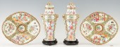 CHINESE ROSE MEDALLION URNS AN