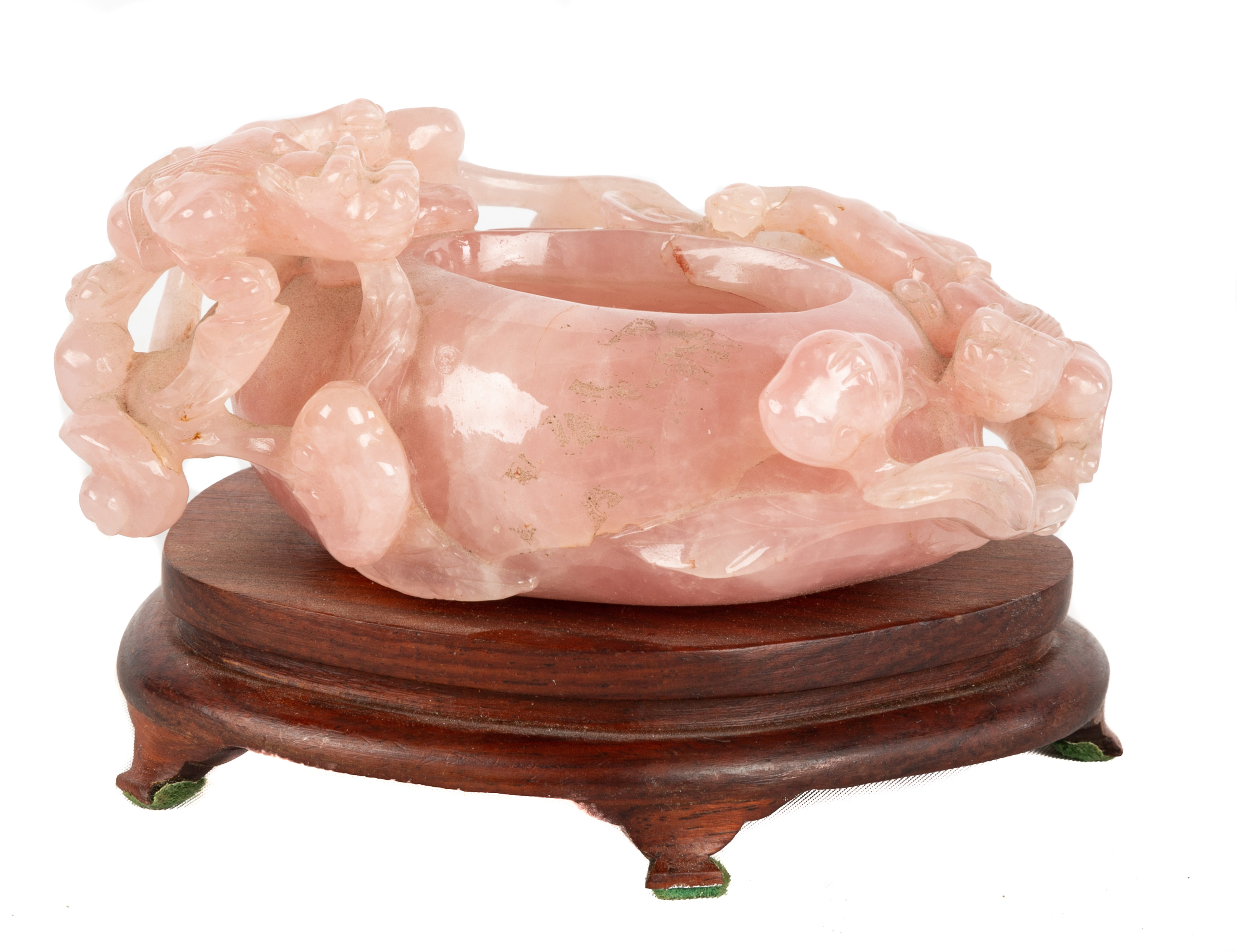 CHINESE ROSE QUARTZ CARVED BRUSH