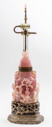 CHINESE ROSE QUARTZ LIDDED VAS