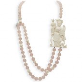 CHINESE ROSE QUARTZ NECKLACE A