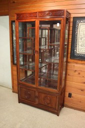 CHINESE ROSEWOOD AND CLEAR GLA