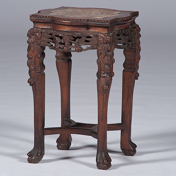 Chinese Rosewood and Marble Top