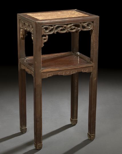 Chinese Rosewood and Rouge Marble