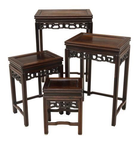 CHINESE ROSEWOOD FRETWORK NEST OF