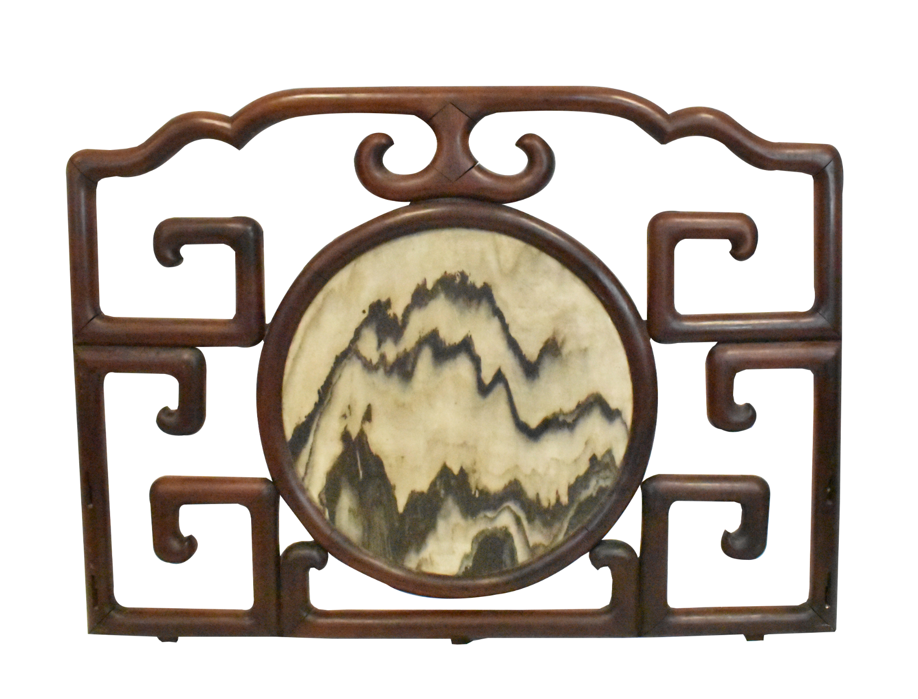 CHINESE ROSEWOOD INLAID DREAM STONE