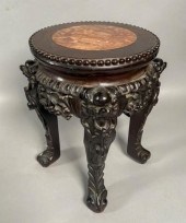CHINESE ROSEWOOD INLAID MARBLE