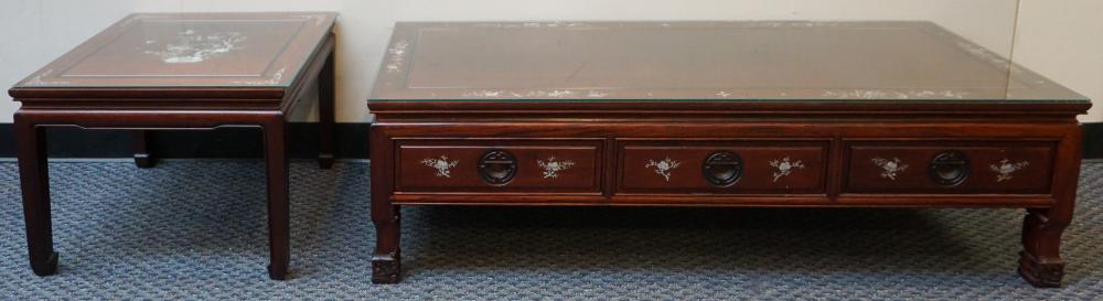 CHINESE ROSEWOOD LOW CHOW TABLE AND