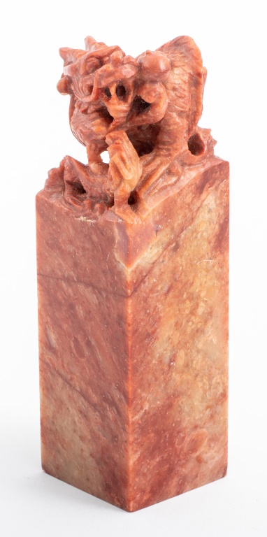 CHINESE RUSSET JADE DRAGON FORM