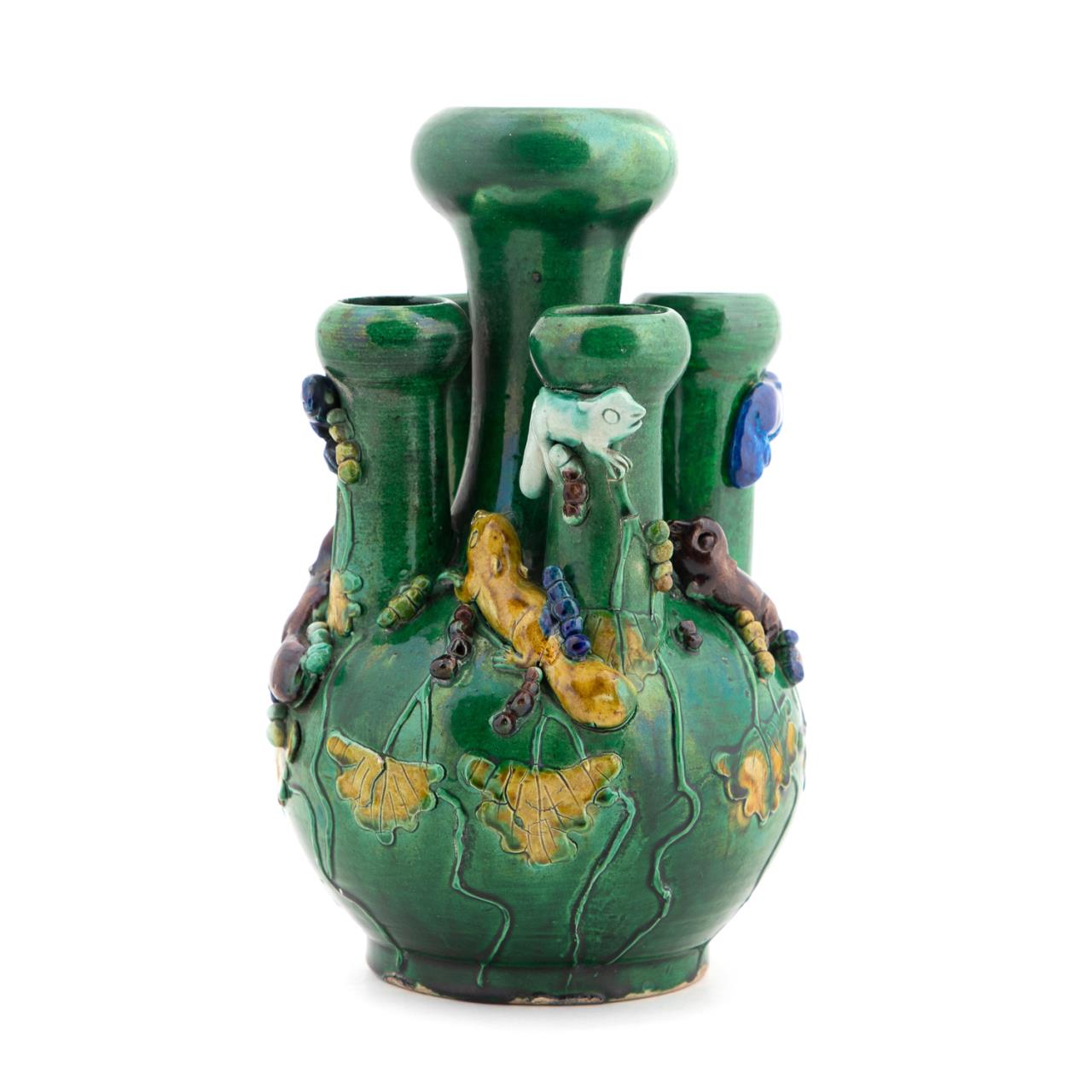 CHINESE SANCAI GLAZE FIVE NECK