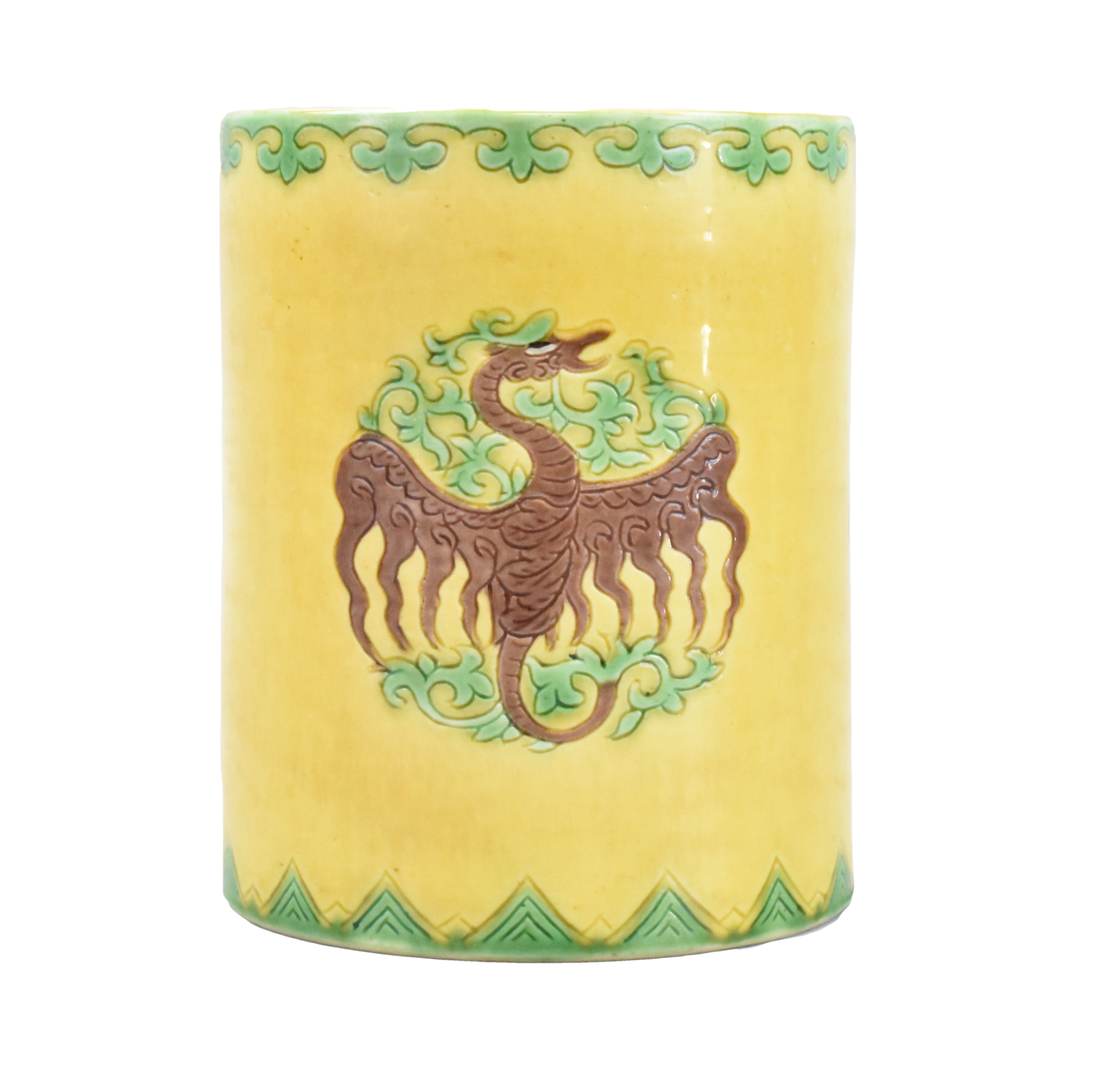 CHINESE SANCAI GLAZED BRUSHPOT, ROC