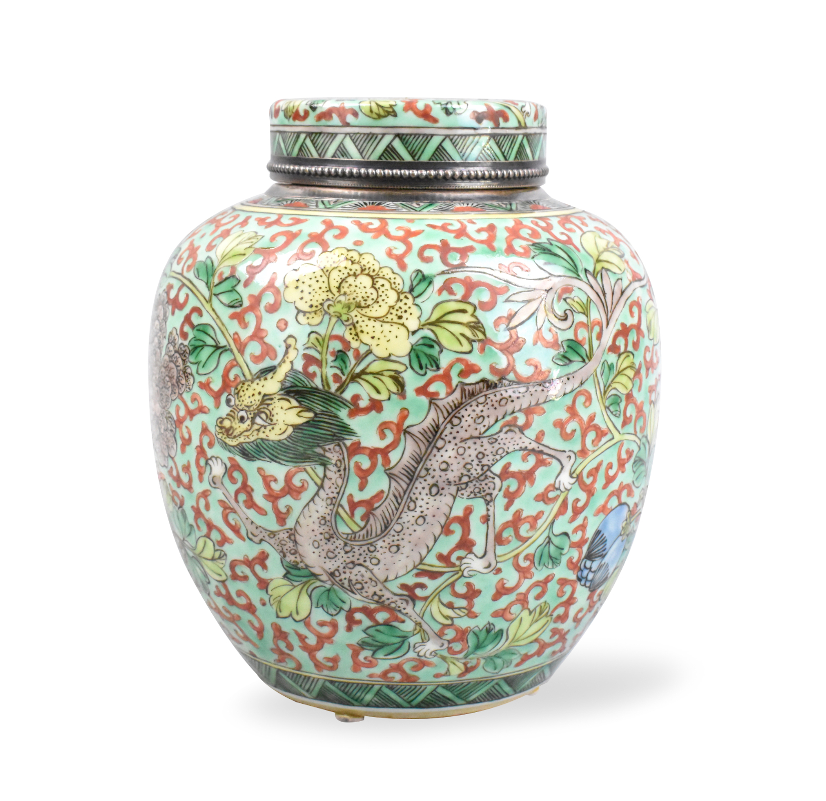 CHINESE SANCAI GLAZED COVERED JAR