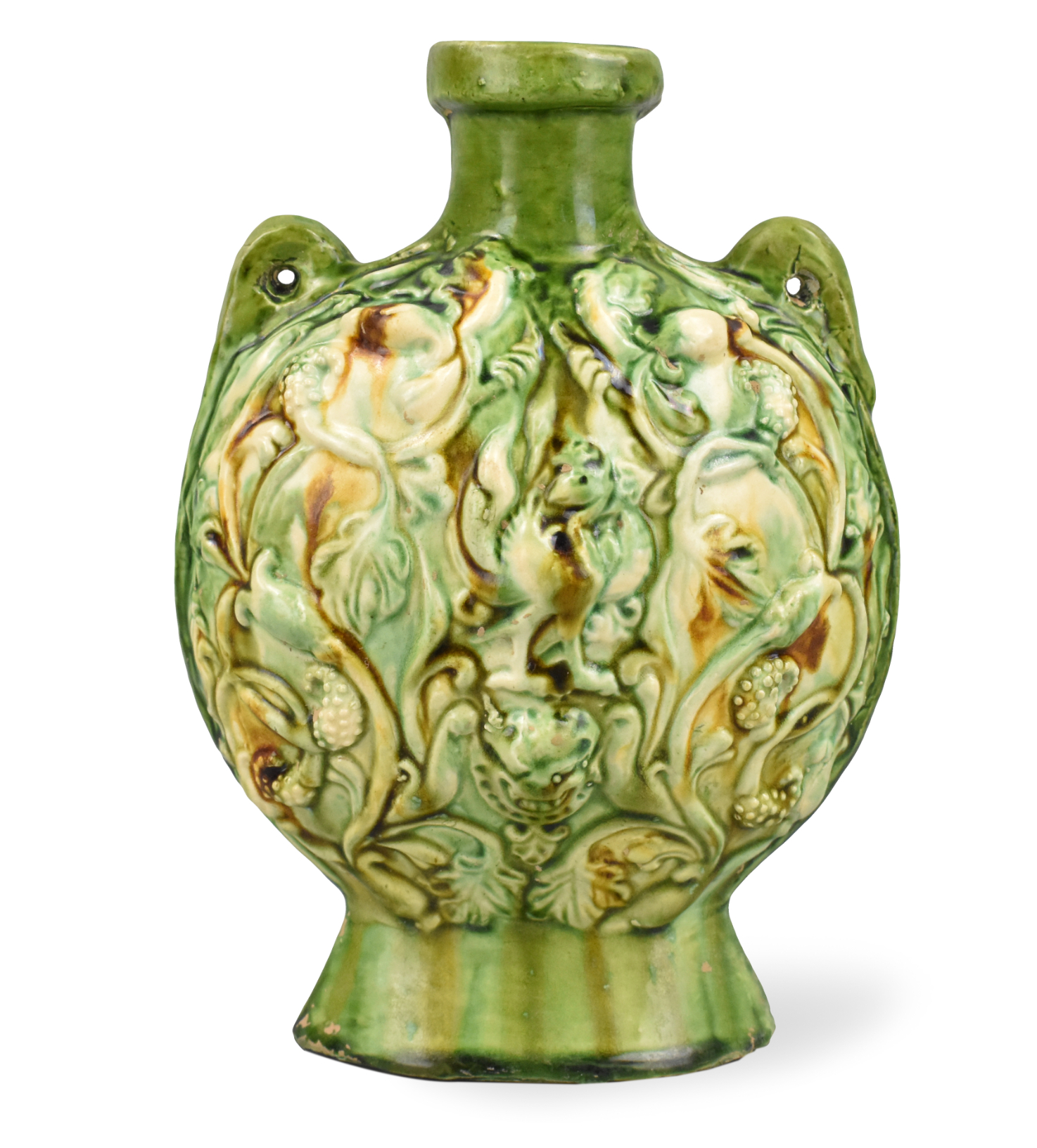 CHINESE SANCAI GLAZED FLASK VASE,