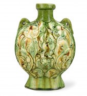 CHINESE SANCAI GLAZED FLASK VA
