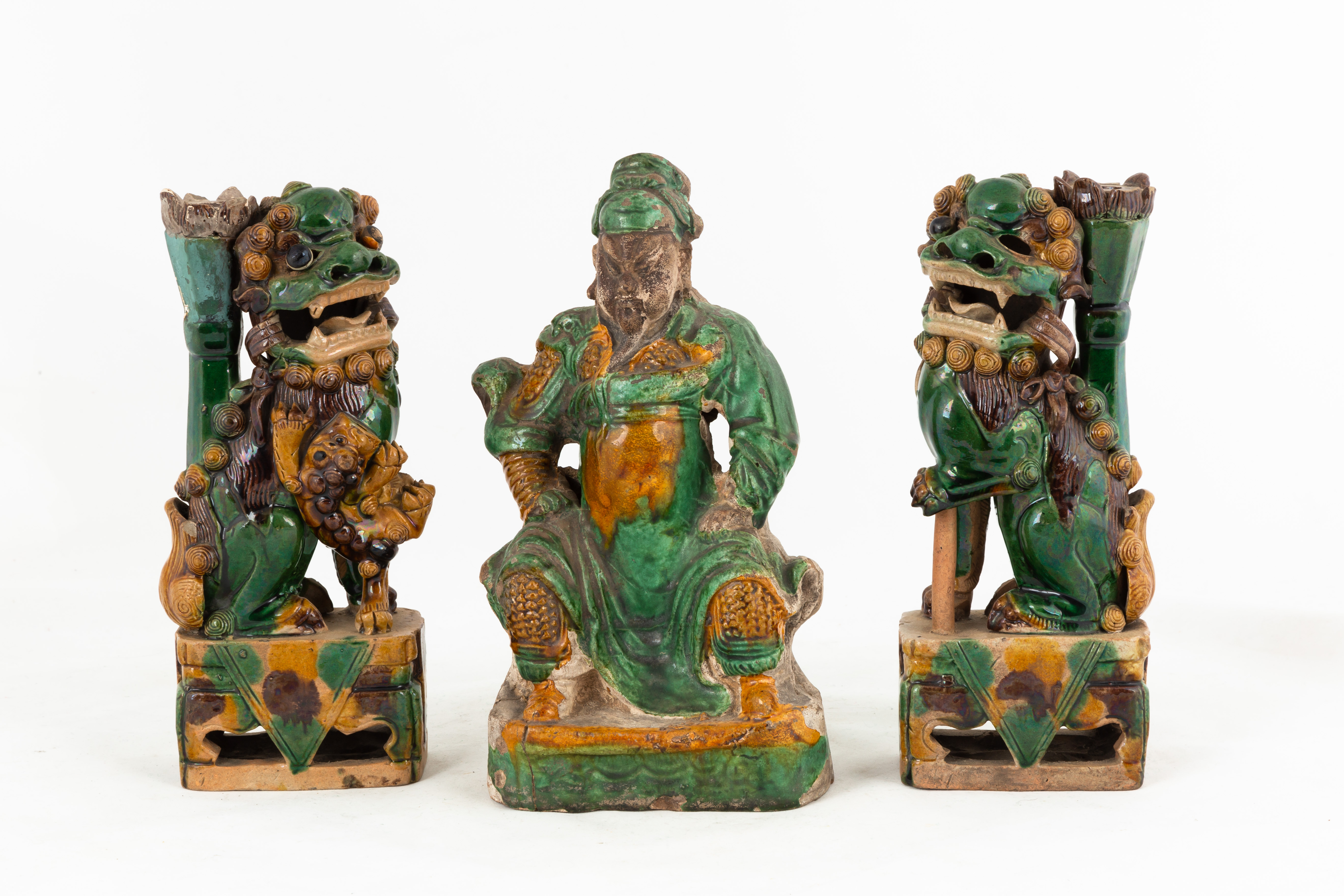 CHINESE SANCAI GLAZED FOO DOGS &