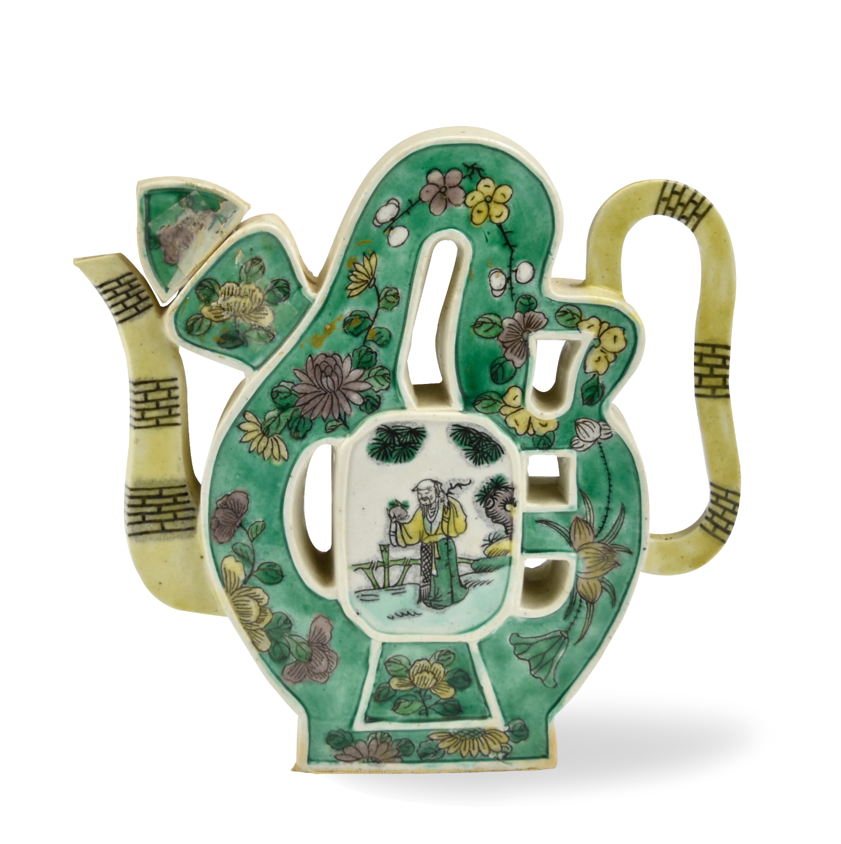 CHINESE SANCAI GLAZED "FU "WINE