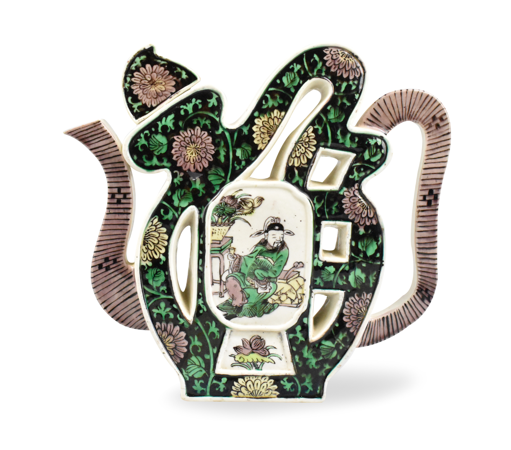 CHINESE SANCAI GLAZED "FU"SHAPED