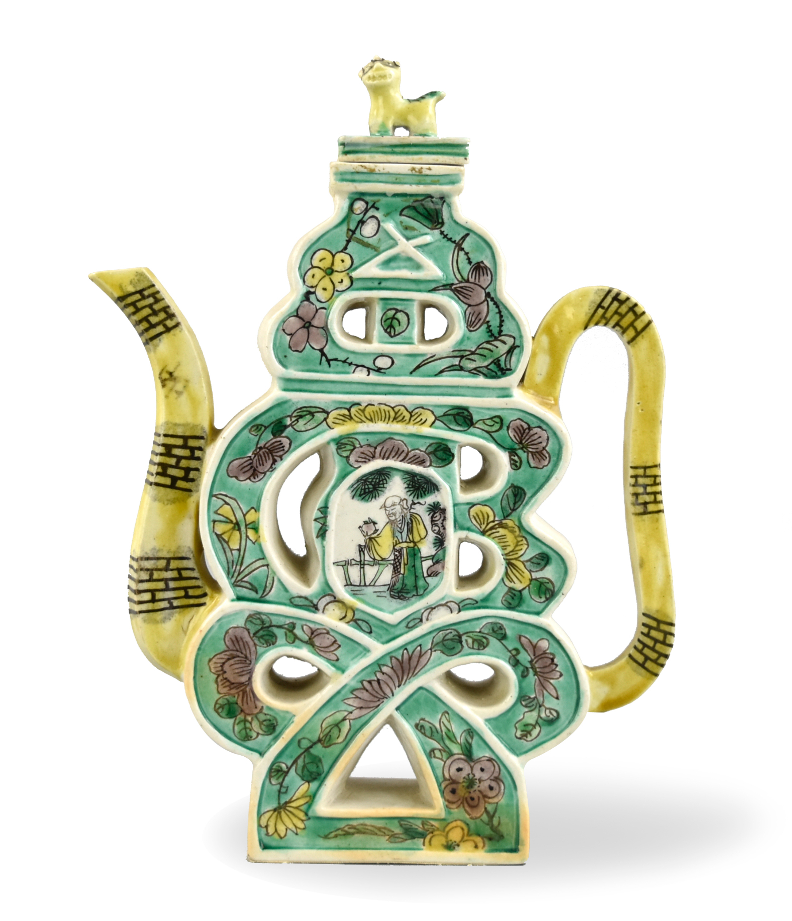 CHINESE SANCAI GLAZED "SHOU"WINE