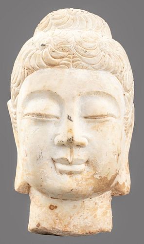 CHINESE SANDSTONE BUDDHA BUST
