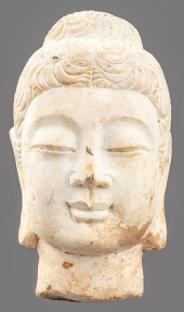 CHINESE SANDSTONE BUDDHA BUST