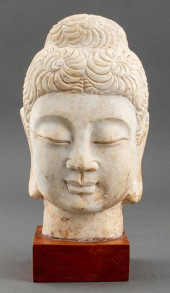 CHINESE SANDSTONE BUDDHA BUST