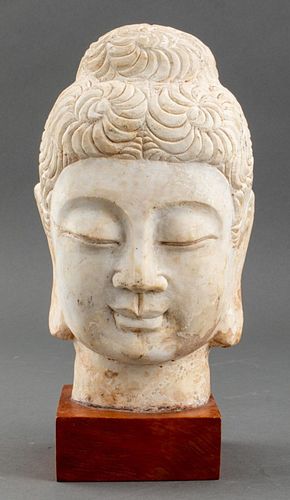 CHINESE SANDSTONE BUDDHA BUST